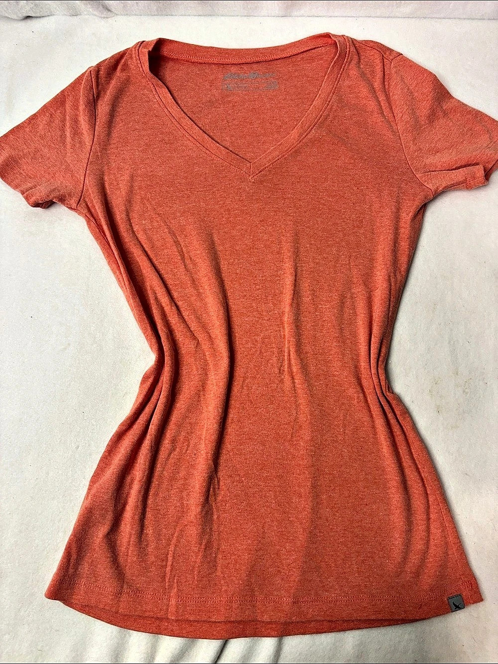 Eddie Bauer Women's Short Sleeve V-Neck T-Shirt Orange Medium